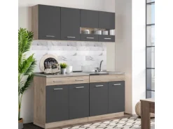 Homestyle4u Küchenzeile 80x207x60 in Grau 2361