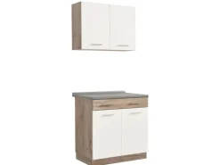 Homestyle4u Küchenzeile 80x207x60 in Weiß 2360