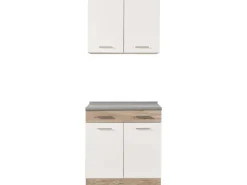 Homestyle4u Küchenzeile 80x207x60 in Weiß 2360