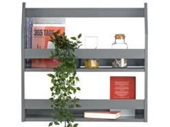 Homestyle4u Wandregal Grau Hängeregal Küchenregal Bücherregal Regal Holz