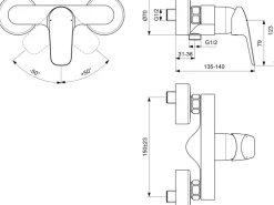 Ideal Standard Armaturenpaket Ceraflex inkl. Brausearmatur Chrom