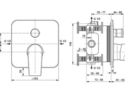 Ideal Standard Badearmatur Edge Unterputz Chrom