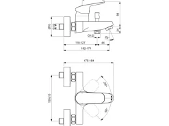 Ideal Standard Badearmatur Ceraflex Aufputz Chrom