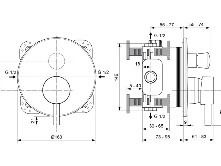 Ideal Standard Badearmatur Ceraline Unterputz Silk Black