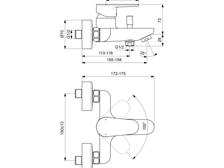Ideal Standard Badearmatur Cerafine O Aufputz Chrom