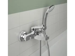 Ideal Standard Badearmatur Ceraplan Chrom Aufputz mit Handbrause-Set