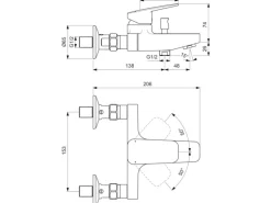 Ideal Standard Badearmatur Ceraplan Chrom Aufputz Schweizer Ausführung