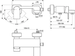 Ideal Standard Badearmatur Edge Aufputz Chrom