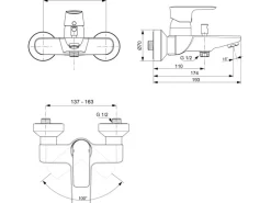 Ideal Standard Badearmatur Connect Air Aufputz Brushed Gold