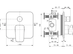 Ideal Standard Badearmatur Ceraplan Chrom Aufputz DVGW