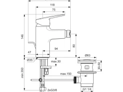 Ideal Standard Bidetarmatur Ceraplan Chrom