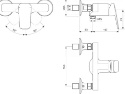Ideal Standard Brausearmatur Ceraplan Chrom Aufputz Schweizer Ausführung