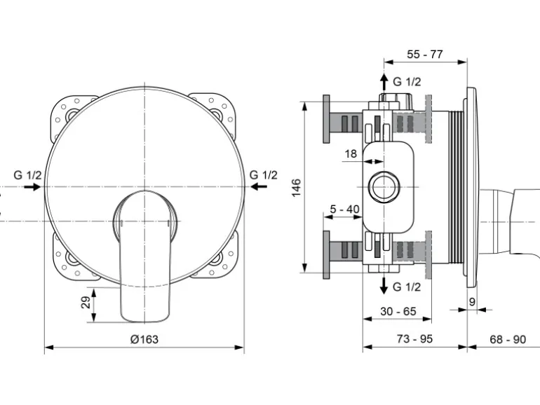 Ideal Standard Brausearmatur Connect Air Unterputz Magnetic Grey