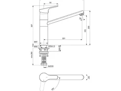 Ideal Standard Küchenarmatur Cerafit Niederdruck BlueStart hoher Auslauf Chrom