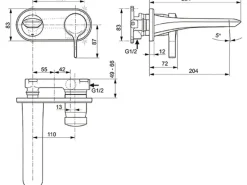 Ideal Standard Wand-Waschtischarmatur Melange Unterputz Chrom