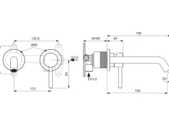 Ideal Standard Wand-Waschtischarmatur Ceraline Unterputz Chrom