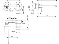 Ideal Standard Wand-Waschtischarmatur Connect Air Ausladung 18,5 cm Chrom