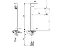 Ideal Standard Waschtischarmatur Connect Air verl.Sockel o.Ablaufg. Silver Storm