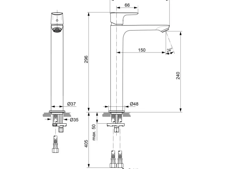 Ideal Standard Waschtischarmatur Connect Air verl.Sockel o.Ablaufg. Brushed Gold