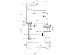 Ideal Standard Waschtischarmatur Ceraplan Chrom BlueStart H90