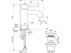 Ideal Standard Waschtischarmatur Ceraline mit PushOpen-Ventil Silk Black