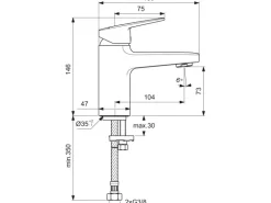 Ideal Standard Waschtischarmatur Ceraplan H75 ohne Ablaufgarnitur Schwarz Matt