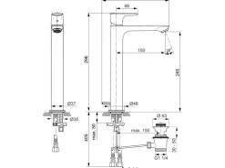 Ideal Standard Waschtischarmatur Connect Air mit verlängertem Sockel Chrom