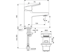 Ideal Standard Waschtischarmatur Ceraplan Chrom mit PushOpen-Ventil H75