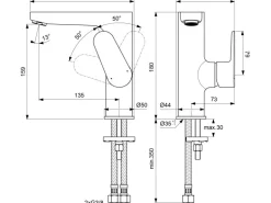 Ideal Standard Waschtischarmatur Cerafine O H155 ohne Ablaufgarnitur Chrom