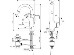 Ideal Standard Waschtischarmatur Ceraflex mit hohem Auslauf Chrom