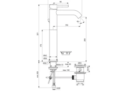 Ideal Standard Waschtischarmatur Ceraline Längerer Sockel + Ablaufgarnitur Black