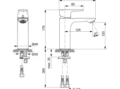 Ideal Standard Waschtischarmatur Connect Air Grande o. Ablaufg. Silver Storm