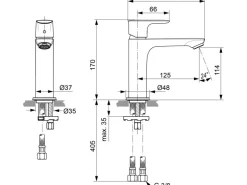 Ideal Standard Waschtischarmatur Connect Air Grande Slim o.Ablaufg.Magnetic Grey