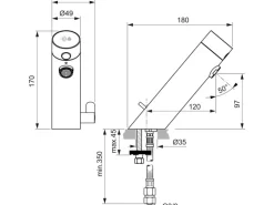 Ideal Standard Waschtischarmatur Sensorflow mit Mischung Batterie Silk Black
