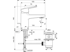 Ideal Standard Waschtischarmatur Ceraplan Chrom H75
