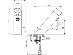Ideal Standard Waschtischarmatur Sensorflow mit Mischung Batterie Chrom