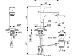 Ideal Standard Waschtischarmatur Connect Air Slim Edelstahl