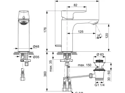 Ideal Standard Waschtischarmatur Connect Air Grande Silver Storm