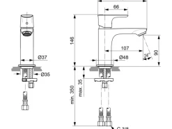 Ideal Standard Waschtischarmatur Connect Air Slim ohne Ablaufgarnitur Chrom