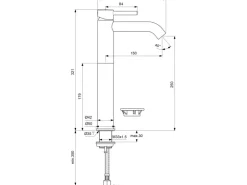 Ideal Standard WT-Armatur Ceraline verlängerter Sockel o. Ablaufg. Silk Black