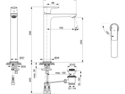 Ideal Standard WT-Armatur Connect Air Slim BlueStart verl. Sockel Silver Storm
