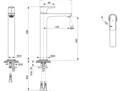Ideal Standard WT-Armatur CAir BlueStart ver.Sockel o. Ablaufg. Silver Storm