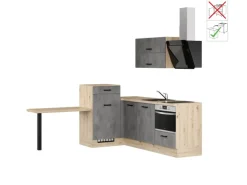 Impuls Küchen Einbauküche IKZ13509H 225 x 241 cm Beton-Optik mit E-Geräten