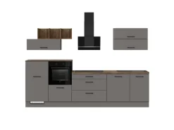 Impuls Küchen Küchenzeile IKZ1320FL 320 cm Grafit  mit E-Geräten