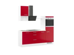 Impuls Küchen Küchenzeile IBZ4215R4 215 cm Rot Hochglanz ohne E-Geräte