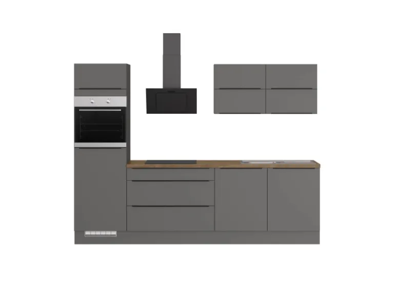 Impuls Küchen Küchenzeile IBZ42807L 280 cm Grafit ohne E-Geräte