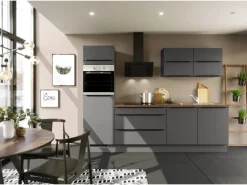 Impuls Küchen Küchenzeile IBZ42807L 280 cm Grafit ohne E-Geräte