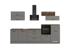 Impuls Küchen Küchenzeile IKZ1320LF 320 cm Grafit  mit E-Geräten