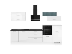 Impuls Küchen Küchenzeile IKZ1320LA 320 cm Weiß Hochglanz mit E-Geräten