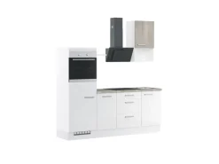 Impuls Küchen Küchenzeile IBZ4215R5 215 cm Weiß Hochglanz ohne E-Geräte